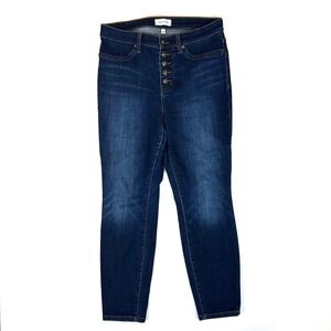 Lila Ryan Dark Wash High Rise Button Fly Skinny Jeans 32P Petite